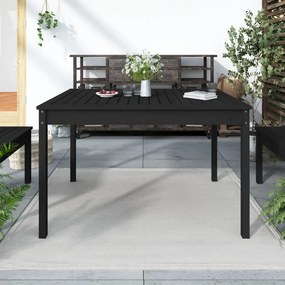 823973 vidaXL Градинска маса, черна, 121x82,5x76 см, борово дърво масив