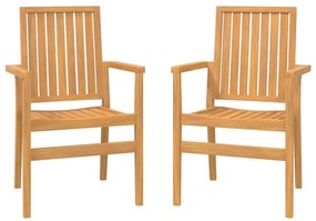 364404 vidaXL Стифиращи градински столове 2 бр 56,5x57,5x91 см тик масив