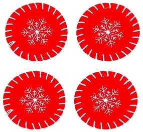 Червени подложки с коледен мотив в комплект от 4 - Casa Selección
