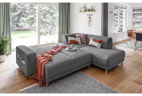 Сив разтегателен/с място за съхранение ъглов диван (десен ъгъл/L форма) Classy Sophie – Miuform