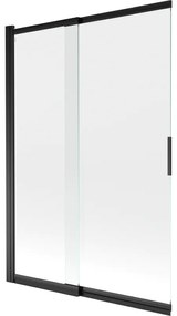 Mexen Fox параван за вана 2-скрилен сгъваем 120 x 150 см, прозрачен, черен - 891-120-002-70-00