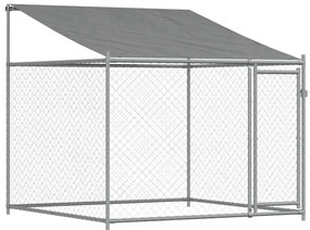 172559 vidaXL Кучешка клетка с покрив и врата сив 2x2x2 м поцинкована стомана