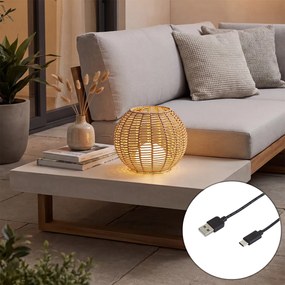 Външна настолна лампа бежова 30 см с LED презареждаема с USB-C IP44 - Oli