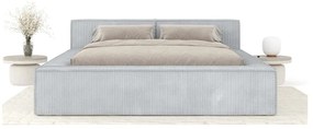 Светлосиво двойно легло 200x200 cm тапицирано с място за съхранение с включена подматрачна рамка Voliera – Maison de Rêve