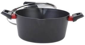 Тенджера Luigi Ferrero Rosso FR-2095 20x9.5cm, 2.2л, Незалепващо покритие, Стъклен капак с отвор за пара, Индукция, Черен