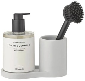 Светлосива стойка за перилни препарати от каменна керамика Piro – Blomus