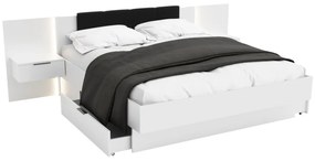 Двойно легло DOTA + легло с ламели и плот с нощни шкафчета, 180x200, бяло