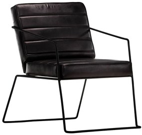 284413 vidaXL Фотьойл, черен, естествена кожа