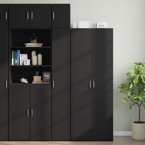 Sonata H Тесен шкаф за съхранение черен 30x42,5x225 см инженерно дърво