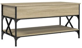 845357 vidaXL Кафе маса, сонома дъб, 100x50x50 см, инженерно дърво и метал