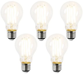 Комплект от 5 LED крушки E27 A60 прозрачни 3.8W 806lm 2700K