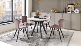 АЛMО Бял мат/черни крака - КРЪГЛА РАЗТЕГАТЕЛНА МАСА С Y-ОБРАЗНИ КРАКА В ЛОФТ/ИНДУСТРИАЛЕН СТИЛ ЗА ХОЛ ИЛИ ТРАПЕЗАРИЯ