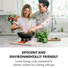 Klarstein Goldflame Domino, газова печка, с 2 котклона, месингови котлони, стъклокерамика