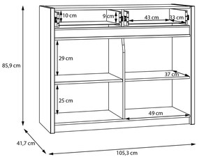 КОМОД СКУЕЪР С LED-ОСВЕТЛЕНИЕ 105,3/41,5/85,9 СМ