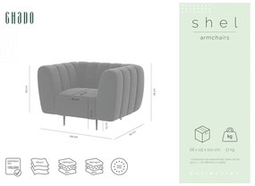 Тъмно сиво кадифено кресло Shel - Ghado