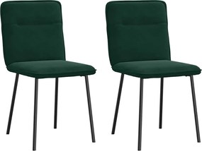 4101211 vidaXL Трапезни столове, 2 бр, тъмнозелени, кадифе