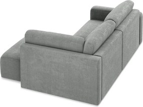 Сив шенилов сгъваем/с място за съхранение ъглов диван (десен ъгъл/L форма) Kona – Makamii