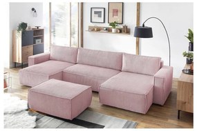 Светлорозова табуретка от велур Nihad - Bobochic Paris