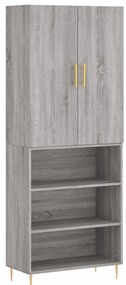 3196065 vidaXL Висок шкаф, сив сонома, 69,5x34x180 см, инженерно дърво