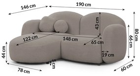 Сив ъглов диван от прежда с примки от букле (ляв ъгъл) Orbit – Ropez