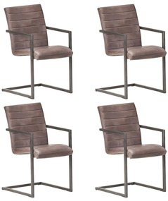 3059805 vidaXL Конзолни трапезни столове, 4 бр, кафяви, естествена кожа