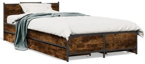 3279974 vidaXL Рамка за легло с чекмеджета опушен дъб 75x190см инженерно дърво