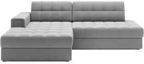 Сив кадифен разтегателен ъглов диван (ляв ъгъл) Blezalt – ELTAP