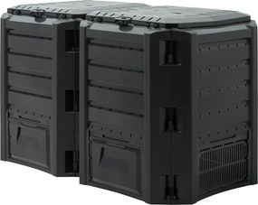 Градински черен пластмасов компостер 800 л - 135 × 72 × 83 см