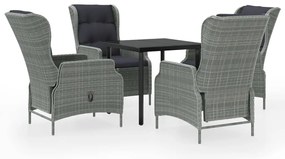 3099644 vidaXL Градински трапезен комплект, 5 части, светлосив