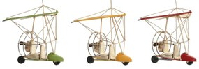 Декоративна фигурка DKD Home Decor Червен Метал Зелен Жълт (32 x 18,5 x 25 cm) (3 броя)