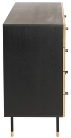 Черен и естествен нисък скрин от дъб 130x87 cm Jugend – Woodman