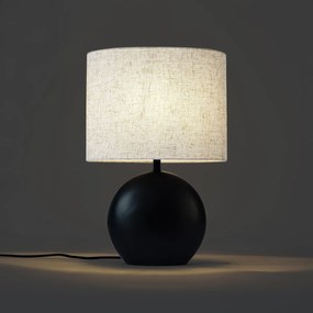 Japandi настолна лампа черна с ленен абажур - Timo