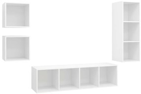 3079772 vidaXL Комплект ТВ шкафове от 4 части, бял, инженерно дърво