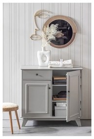 Светлосив нисък детски скрин от борова дървесина 98x93 cm Lily - WOOOD