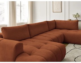 Сгъваем/с място за съхранение ъглов диван в тухлен цвят (десен ъгъл/U форма) Fuji – Bobochic Paris