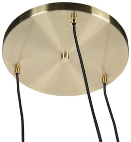 Арт деко висяща лампа месинг със синьо стъкло - Pallon