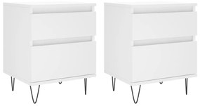 830669 vidaXL Нощни шкафчета, 2 бр, бели, 40x35x50 см, инженерно дърво