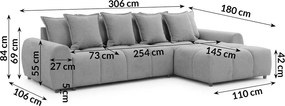 Сив ъглов диван (десен ъгъл) Albane – Ropez