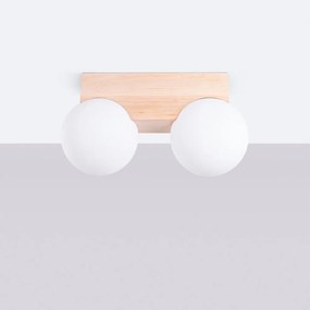 Бяло/естественo осветително тяло за таван със стъклен абажур ø 12 cm Solum – Sollux