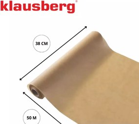 Хартия за печене Klausberg KB 7904, Ролка 50м, Ширина 38 см, -40 до 230°C, Универсална употреба, Незалепваща, Кафяв