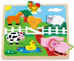 Lelin Toys - Дървен музикален пъзел - Ферма