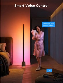 Подова Smart LED лампа Govee Floor Lamp Pro RGBICWW H6079, 170 см, 48W, 2100 lm, 6500K, Wi-Fi, Bluetooth, Govee Home, Черен