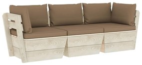 Sonata Градински 3-местен палетен диван възглавници импрегниран смърч