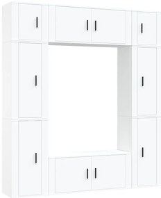 3188638 vidaXL Комплект ТВ шкафове от 8 части инженерно дърво Бял гланц