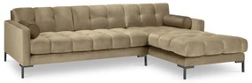 Бежов ъглов диван от кадифе , десен ъгъл Bali - Cosmopolitan Design
