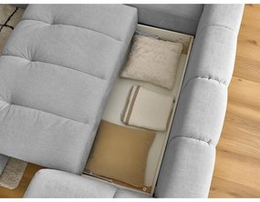 Светлосив сгъваем/с място за съхранение ъглов диван (ляв ъгъл/L форма) Fuji – Bobochic Paris