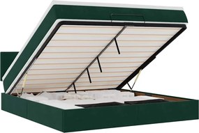 3312569 vidaXL Османска легло с матрак и LED, тъмнозелено, 180x200 см, кадифе