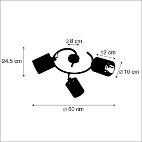 Интелигентна модерна таванна лампа, черна с 3 WiFi B35 - Lofty