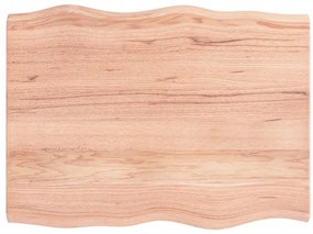 363945 vidaXL Плот за маса светлокафяв 80x60x(2-4) см обработен масивен дъб