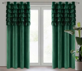 Елегантна кадифена завеса, украсена с волан - изумрудено зелено Ширина: 140 см | Дължина: 270 см
